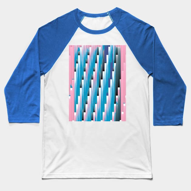 Poolside Sunset Glitch Contemporary Artwork Baseball T-Shirt by DankFutura